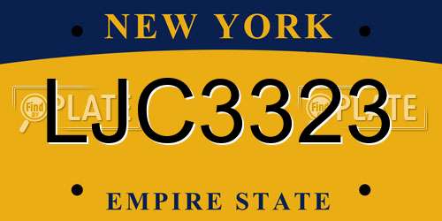 LJC3323 New York License Plate