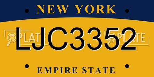 LJC3352 New York License Plate