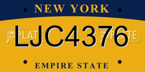 LJC4376 New York License Plate