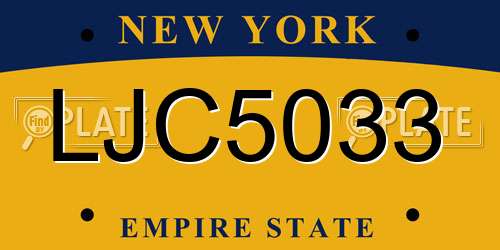 LJC5033 New York License Plate