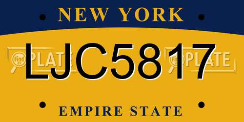 LJC5817 New York License Plate