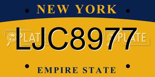 LJC8977 New York License Plate