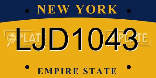 LJD1043 New York License Plate