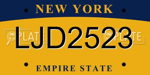 LJD2523 New York License Plate