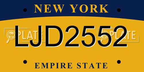 LJD2552 New York License Plate