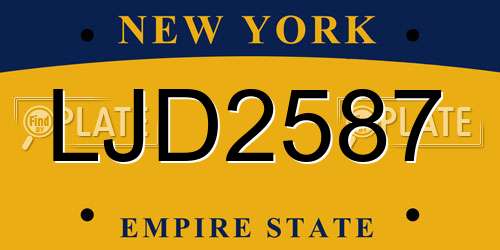 LJD2587 New York License Plate
