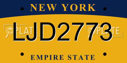 LJD2773 New York License Plate