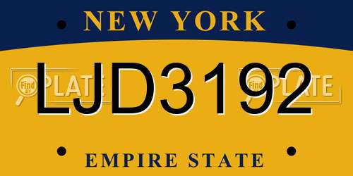 LJD3192 New York License Plate