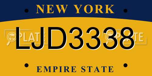 LJD3338 New York License Plate