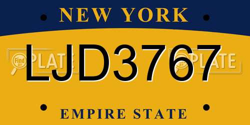 LJD3767 New York License Plate