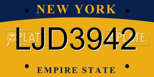 LJD3942 New York License Plate