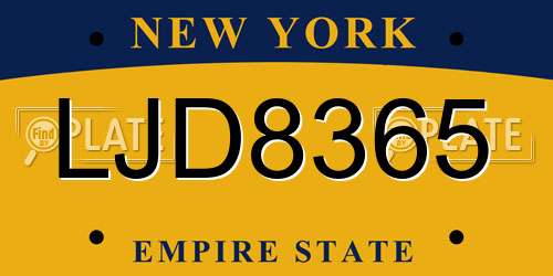 LJD8365 New York License Plate