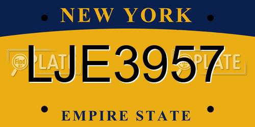 LJE3957 New York License Plate