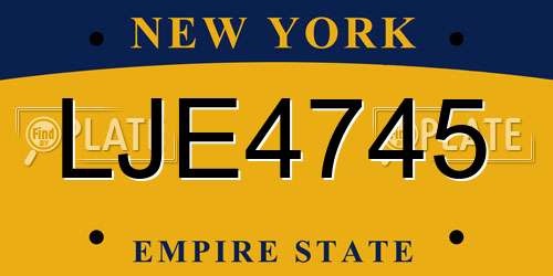 LJE4745 New York License Plate