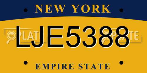 LJE5388 New York License Plate