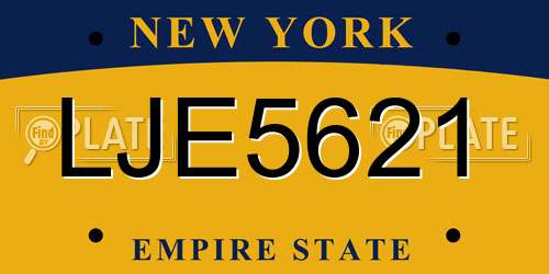LJE5621 New York License Plate
