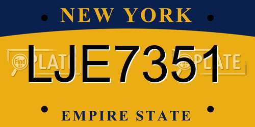 LJE7351 New York License Plate