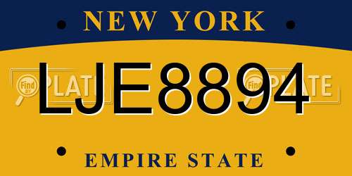 LJE8894 New York License Plate