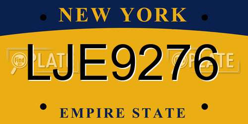 LJE9276 New York License Plate