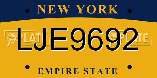 LJE9692 New York License Plate