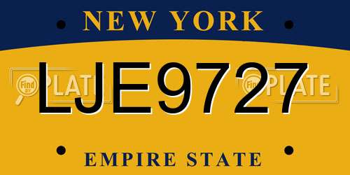 LJE9727 New York License Plate