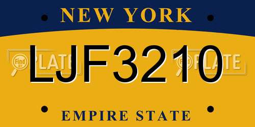 LJF3210 New York License Plate