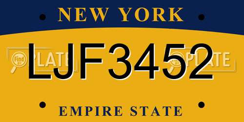 LJF3452 New York License Plate