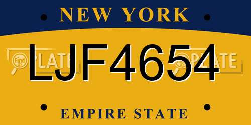 LJF4654 New York License Plate