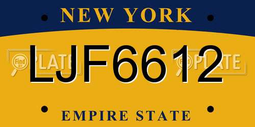 LJF6612 New York License Plate
