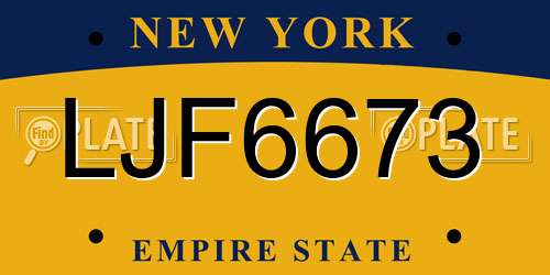 LJF6673 New York License Plate