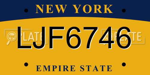LJF6746 New York License Plate