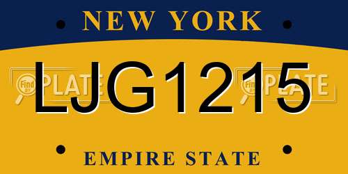 LJG1215 New York License Plate