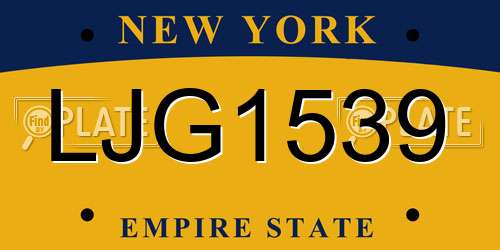 LJG1539 New York License Plate