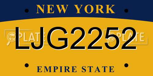 LJG2252 New York License Plate