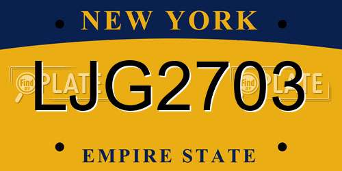 LJG2703 New York License Plate