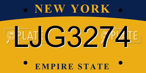 LJG3274 New York License Plate