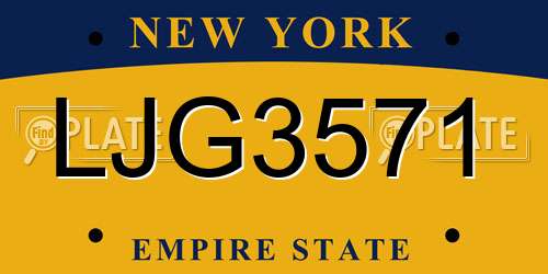 LJG3571 New York License Plate