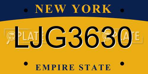 LJG3630 New York License Plate