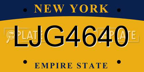 LJG4640 New York License Plate