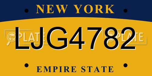 LJG4782 New York License Plate