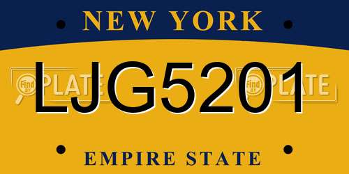 LJG5201 New York License Plate