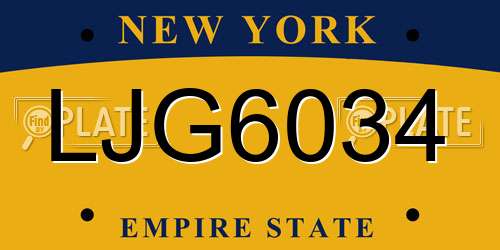 LJG6034 New York License Plate