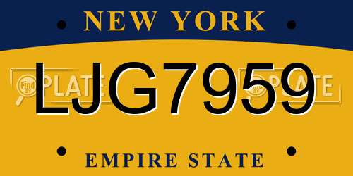 LJG7959 New York License Plate