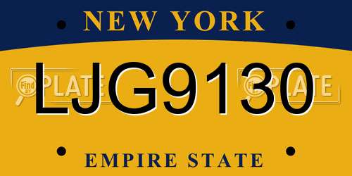 LJG9130 New York License Plate