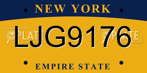 LJG9176 New York License Plate