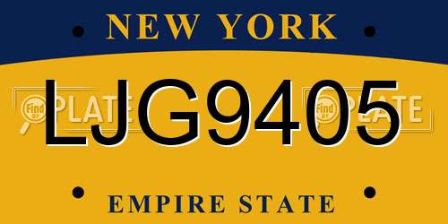 LJG9405 New York License Plate