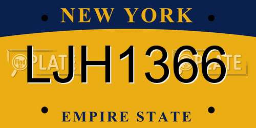 LJH1366 New York License Plate