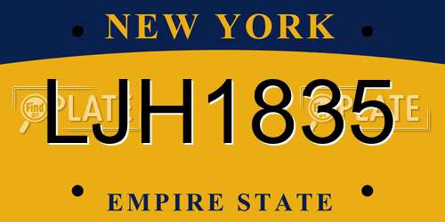 LJH1835 New York License Plate
