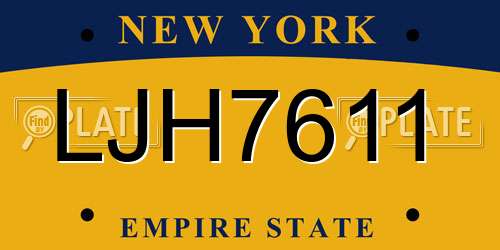 LJH7611 New York License Plate