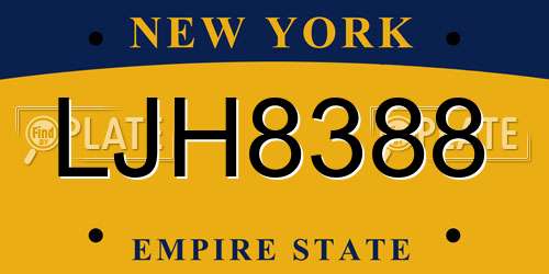 LJH8388 New York License Plate